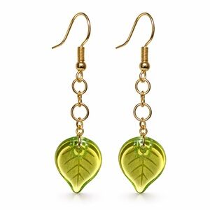 Czech Glass Leaf Dangle Earrings